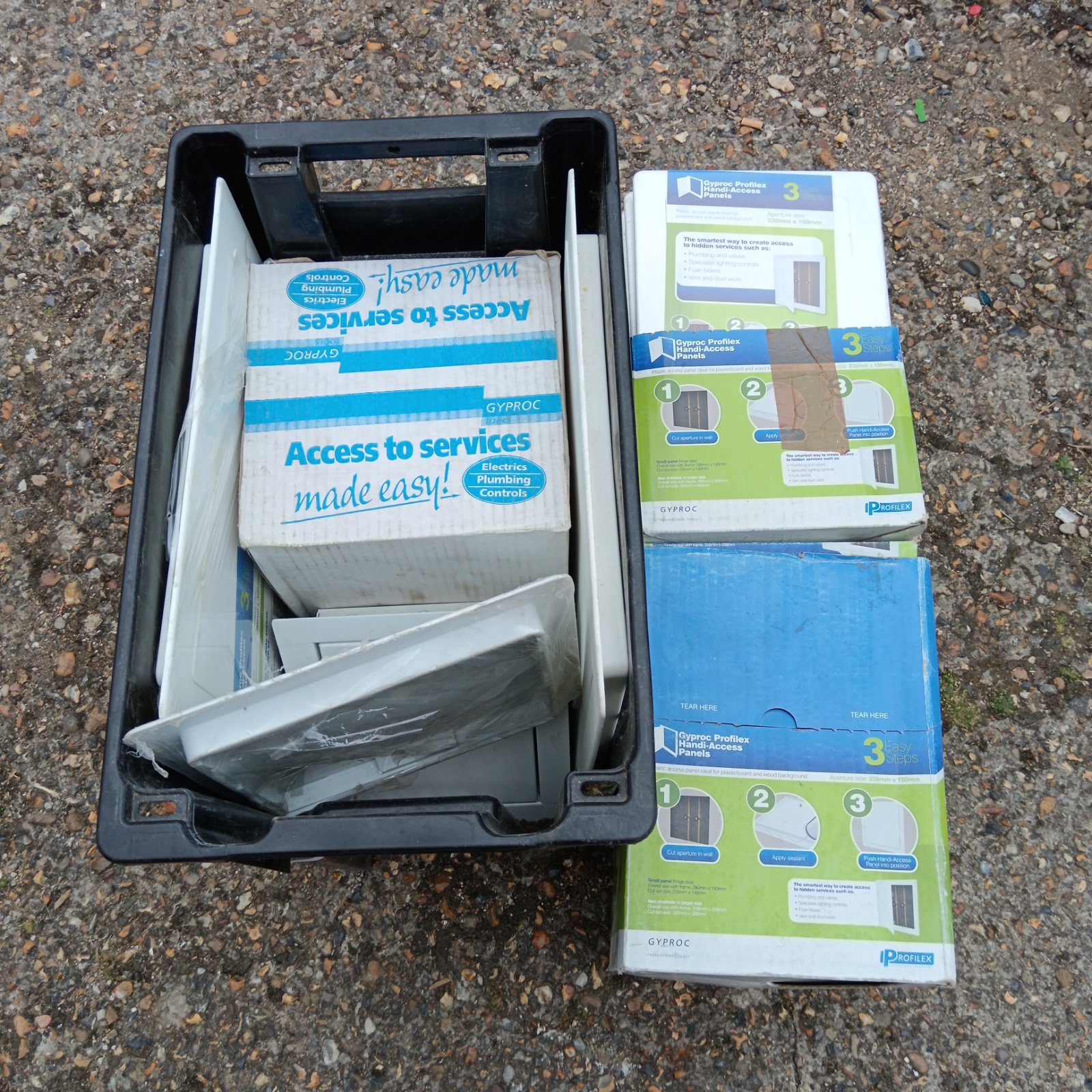 Large lot of Profilex access panels for building maintenance and repair.