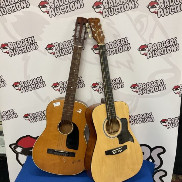 Vintage Protocol & Ferida acoustic guitar in light wood finish.
