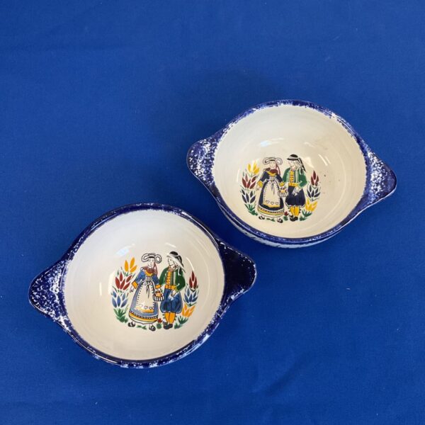 Pair of vintage Quimper bowls with Breton figures.