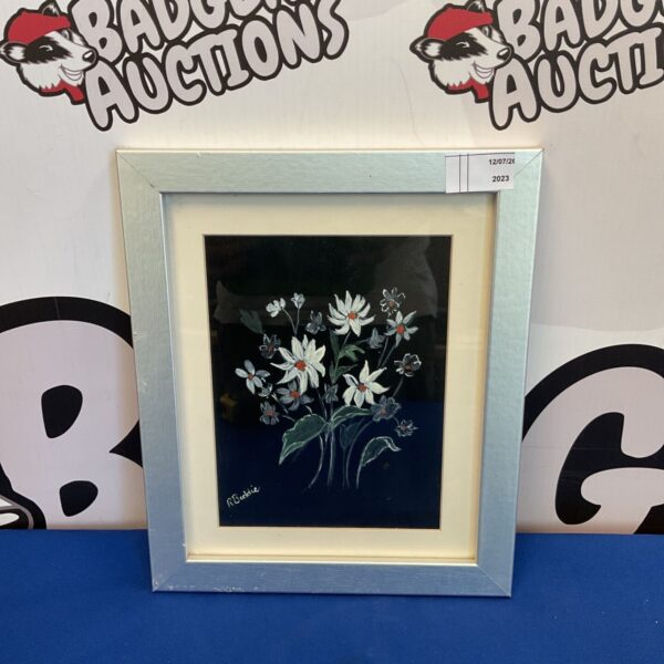R Boddie wildflower oil painting, signed still life floral art.