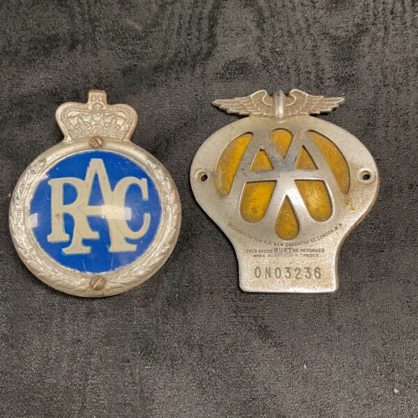 Vintage RAC car badge, a classic automotive collectible.
