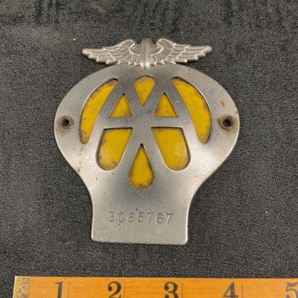 Vintage RAC grill badge for classic car restoration.
