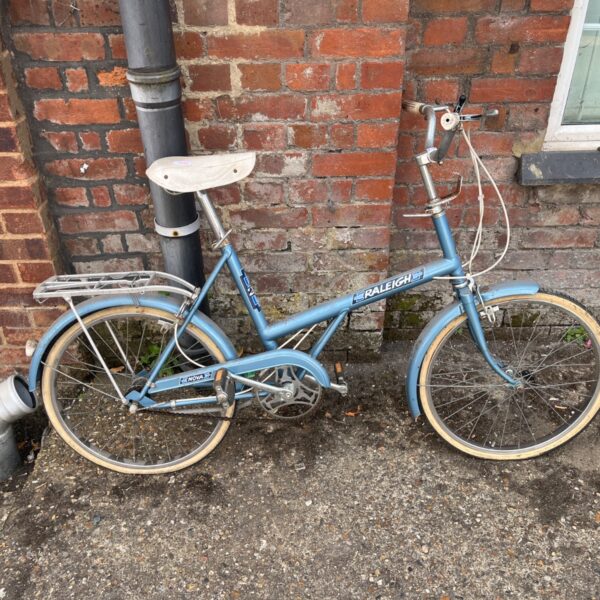 Blue vintage Raleigh Nova ladies' bicycle, 1970s retro style.