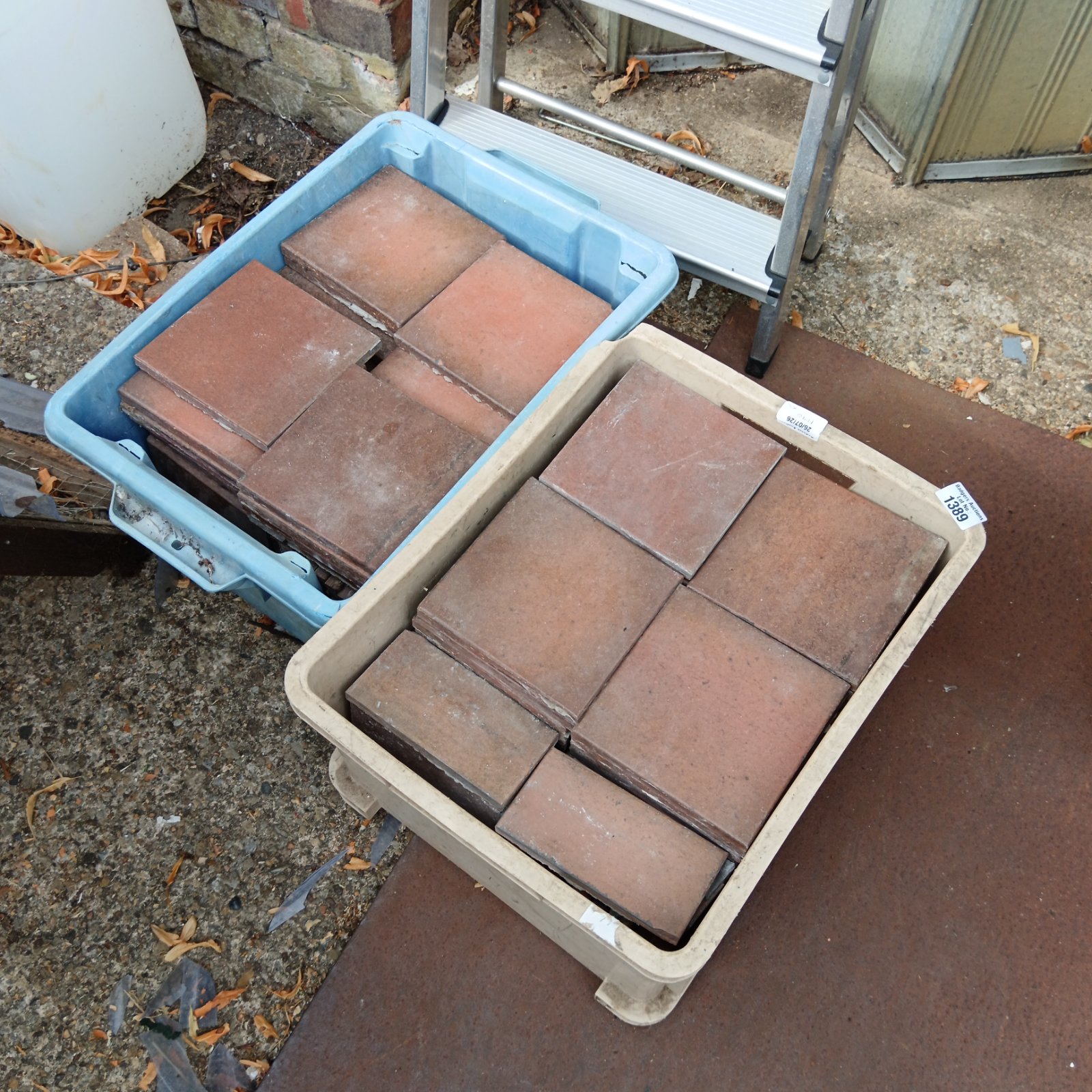 Lot of approximately 120 reclaimed terracotta quarry tiles.