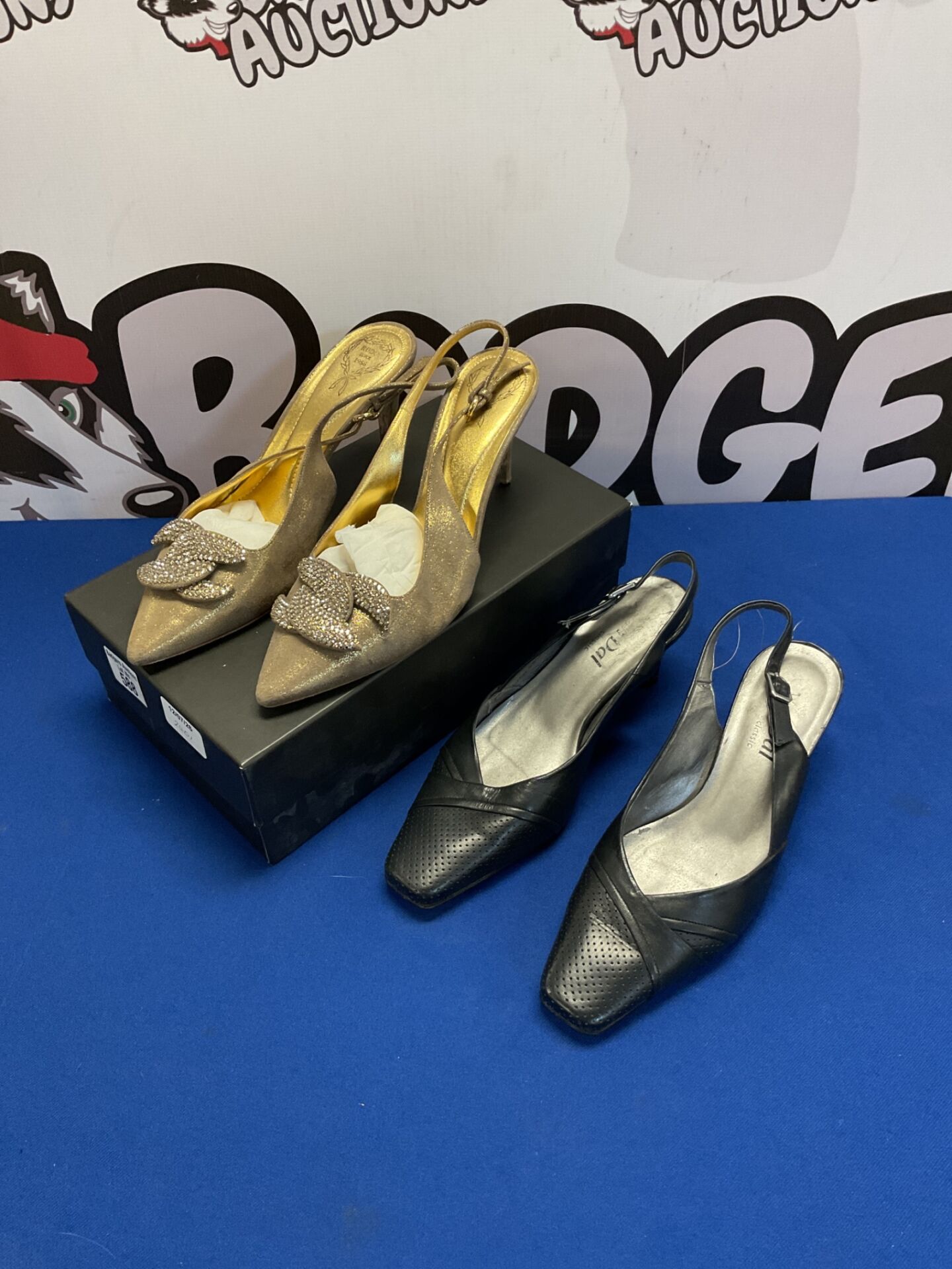 588 Rodo jewel sling bronze heels size 38 & van dal navy sling heels size 4,5