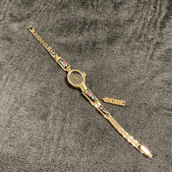 Vintage Russian Yanka ladies wristwatch with floral enamel bracelet.
