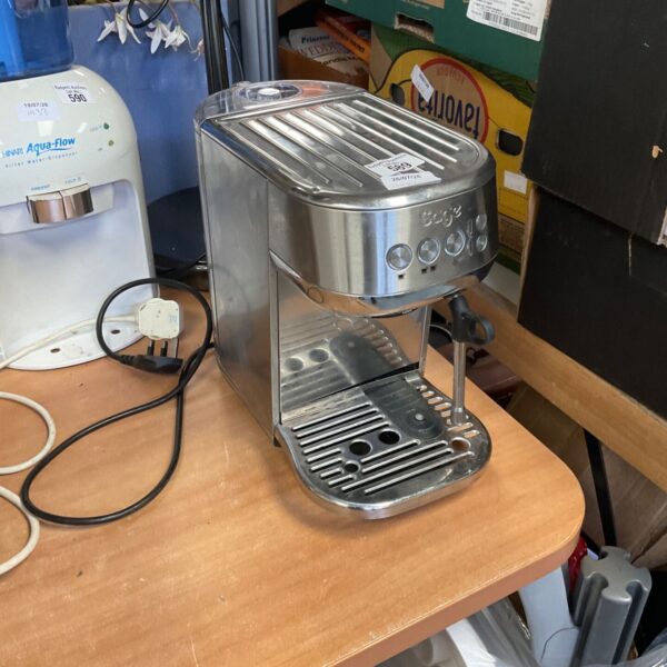 Stainless steel Sage Barista Express coffee machine, model BES875.