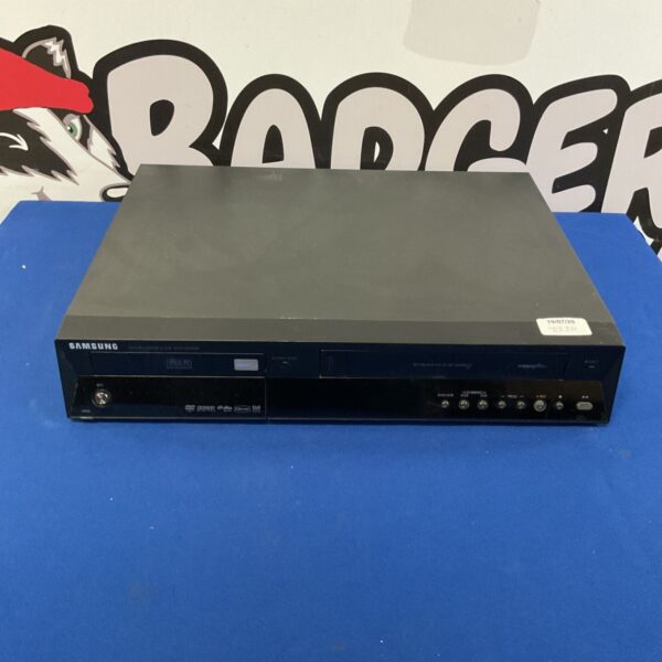 Black Samsung DVD recorder VCR combo unit, model DVD-VR350M.