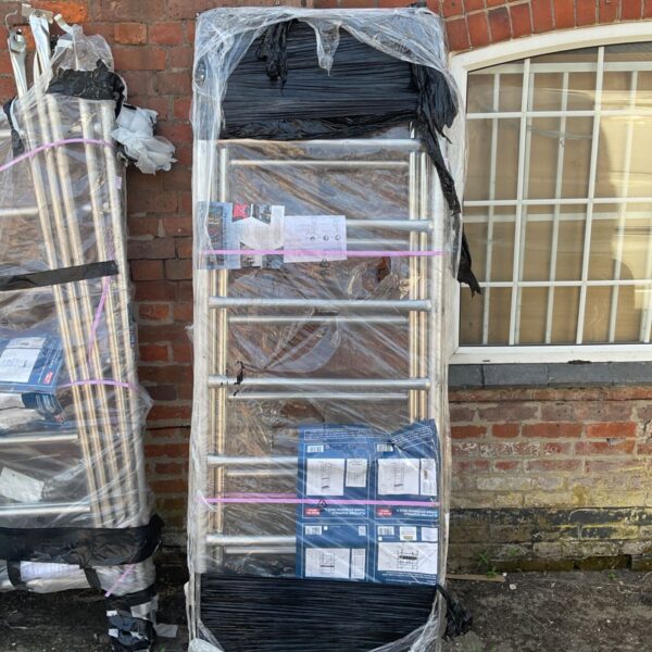 Wrapped Sealey scaffolding kit ready for use or storage.