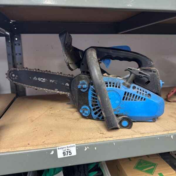 Sgs mini petrol chainsaw, a handheld garden power tool.