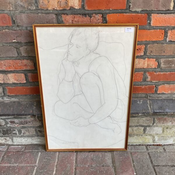 Sheila Oliner pencil portrait study of a male figure.