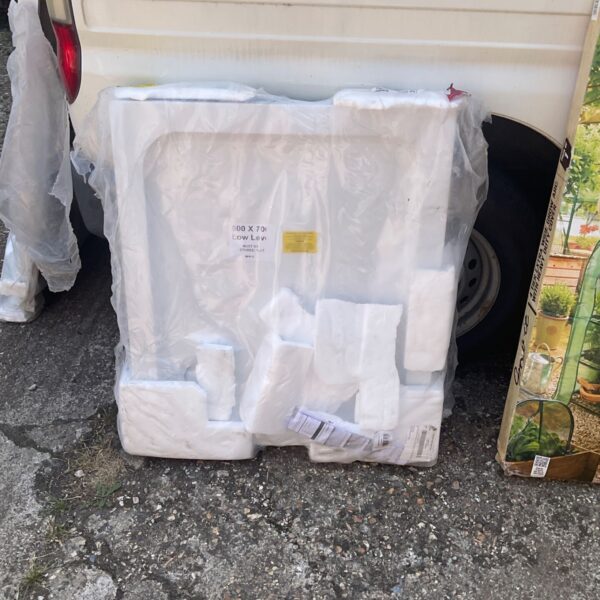 White 800x700mm shower tray for bathroom renovation.
