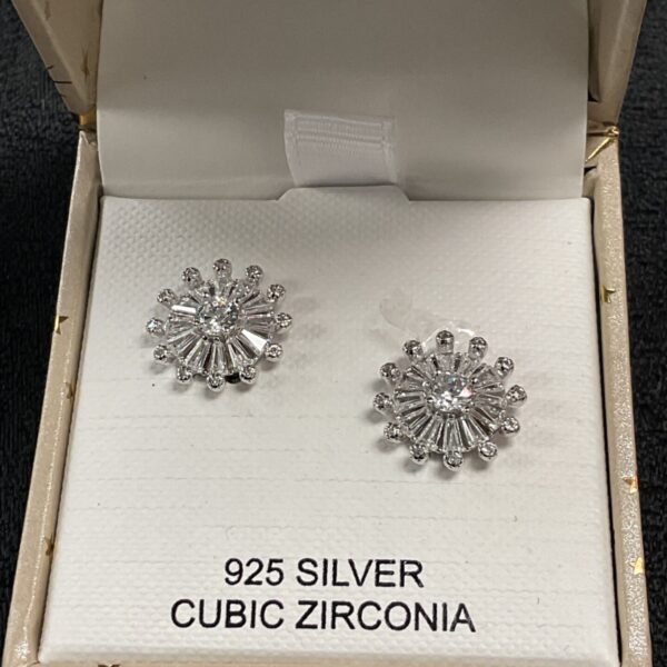 Sparkling silver cubic zirconia stud earrings for elegant style.