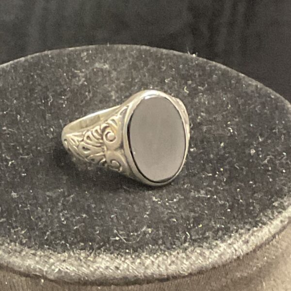 Vintage silver ring with black onyx stone.