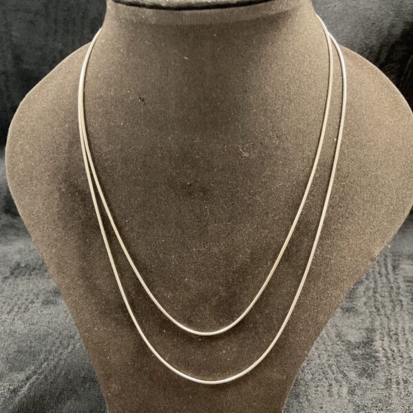 Layered silver snake chain necklaces, 925 sterling silver.