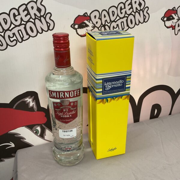 Smirnoff vodka and Limoncello di Sorrento bottle set.
