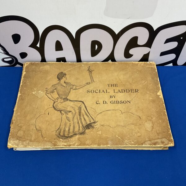 Antique book cover of Charles Dana Gibson’s The Social Ladder.
