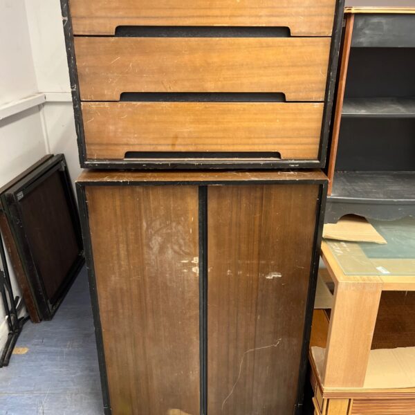 Vintage Stag C Range chest of drawers with black detailing.