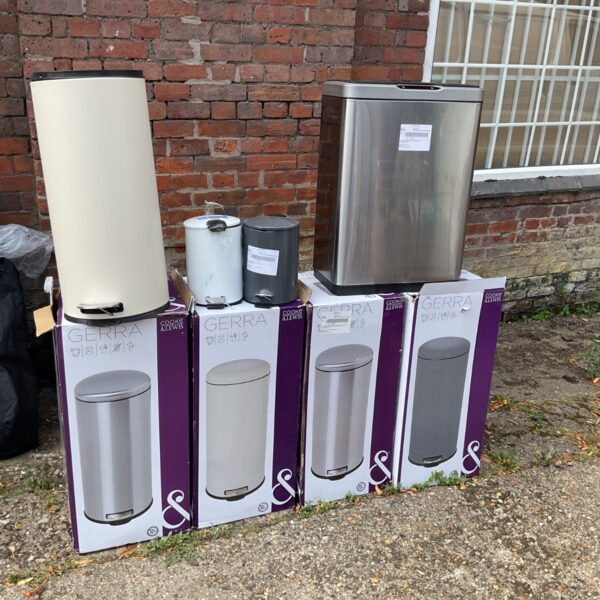 Job lot of stainless steel waste bins from B&Q returns.