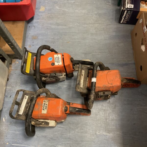 Used STIHL chainsaws lot including 023 and 023 AV Super models.