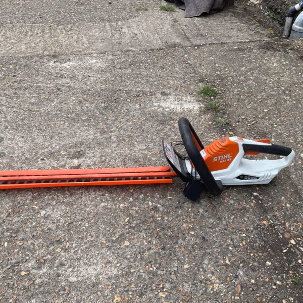 Stihl HSE 81 electric hedge trimmer for garden maintenance.