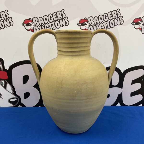 Large vintage stoneware urn with handles, possibly Moira Pottery.