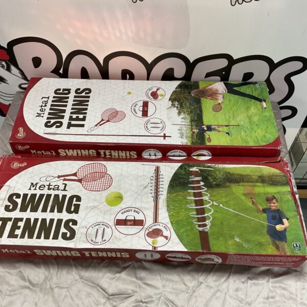 Two Swing Ball garden game sets for outdoor tennis fun.