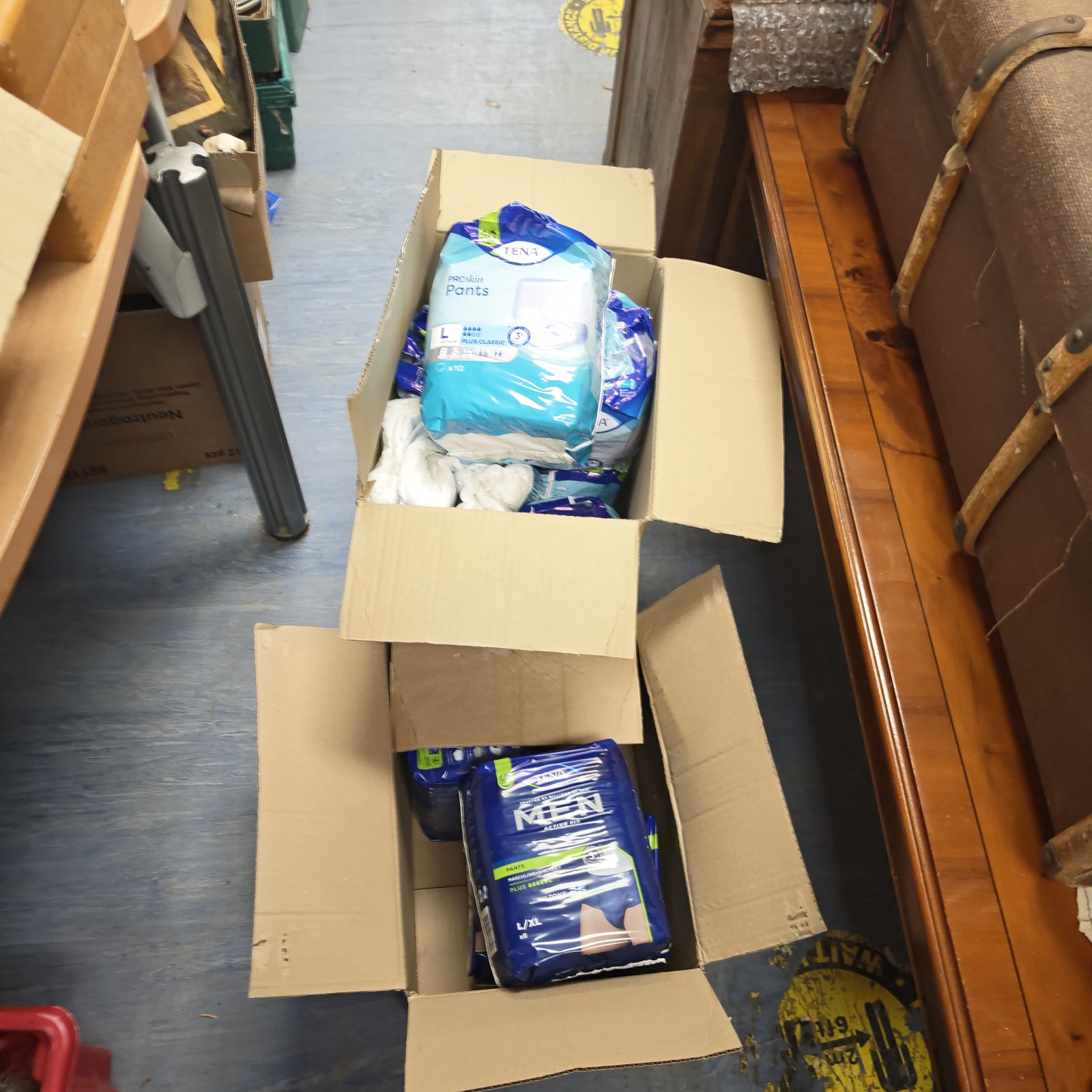Box of Tena Men Active Fit and Proskin incontinence pants.