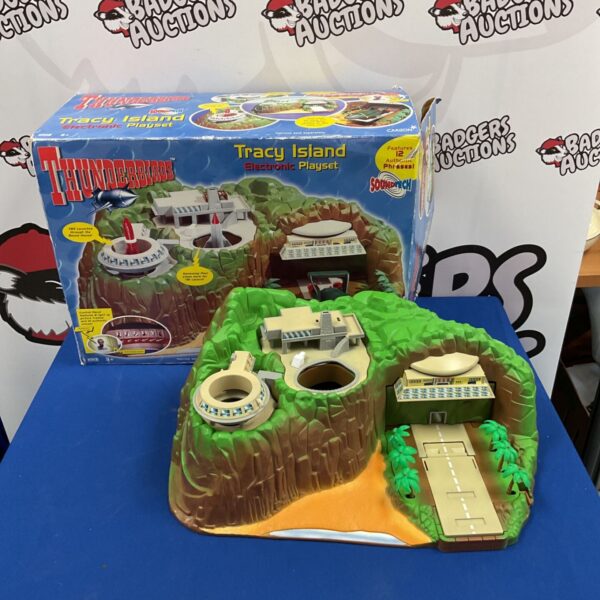 Vintage Thunderbirds Tracy Island playset in original packaging.