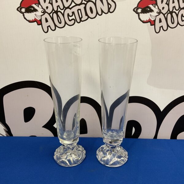 Pair of elegant Tiffany & Co crystal vases, 24cm tall.