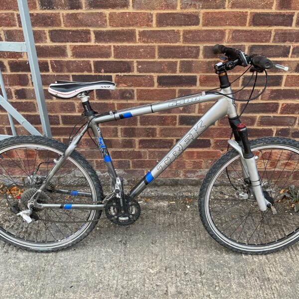 Silver Trek 6500 SLR mountain bike with front suspension.