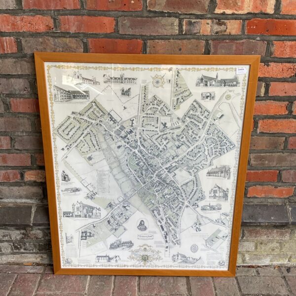 Antique Uppingham map by Archdeacon Johnson, detailed town plan.
