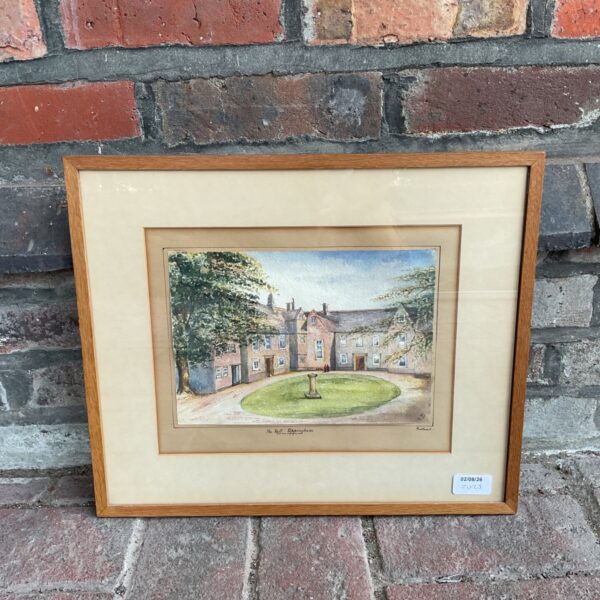 1860 watercolour painting of Uppingham Hall, signed G h.