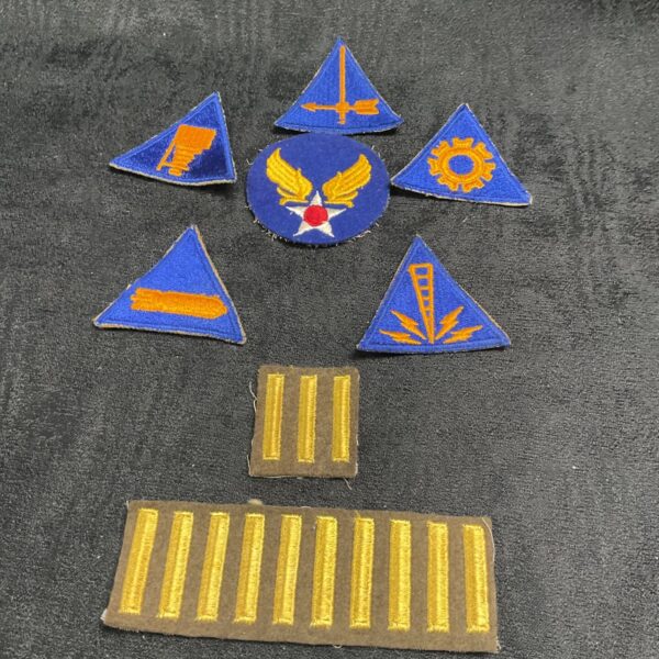USAAF WWII shoulder patch collection, vintage military insignia.