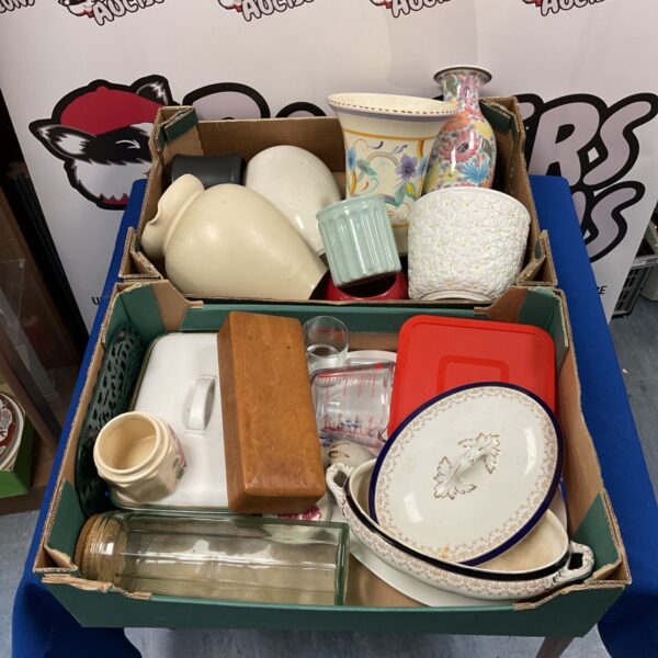 Mixed lot of vintage vases and plant pots for garden or home.