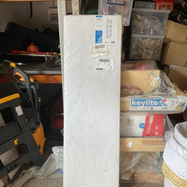 Verano 1600x500 chrome tower heater in original packaging.