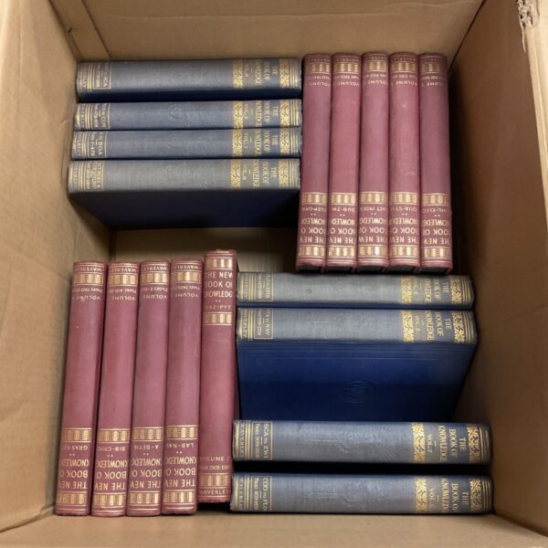 Vintage Book of Knowledge sets, collectible children's encyclopedias.
