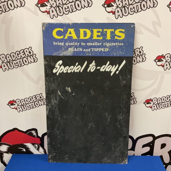 Vintage Cadets cigarettes chalkboard advertising sign, 68cm x 40cm.