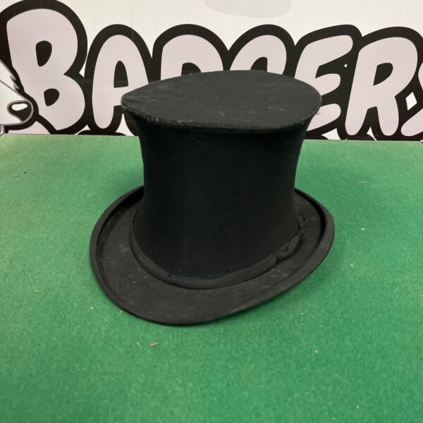 Vintage black collapsible top hat, a classic chapeau claque.