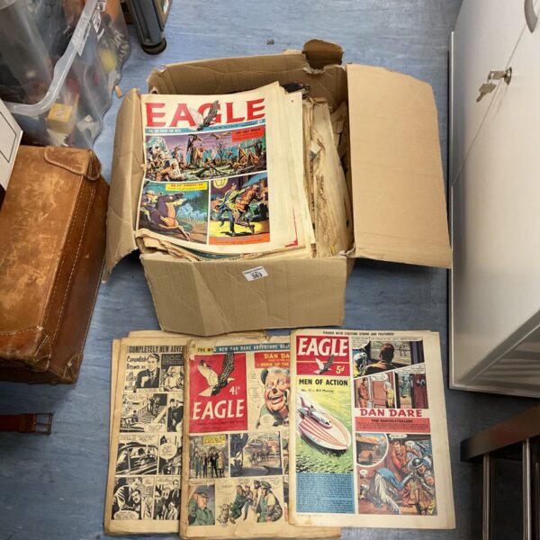 Vintage Eagle comics featuring Dan Dare, a classic British science fiction comic.