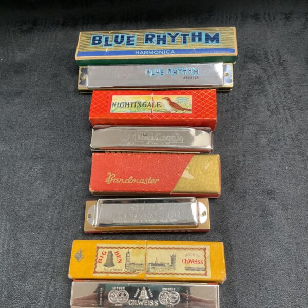 Vintage harmonicas lot including Bandmaster and C H Weiss.