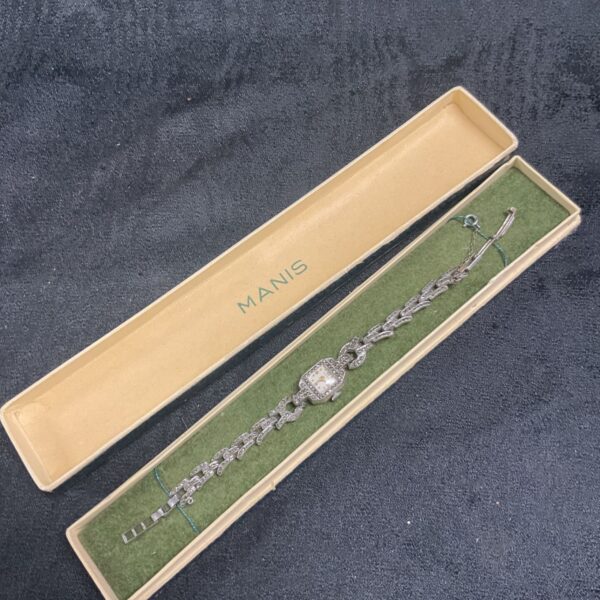 Vintage Tegra marcasite wristwatch in its original box.