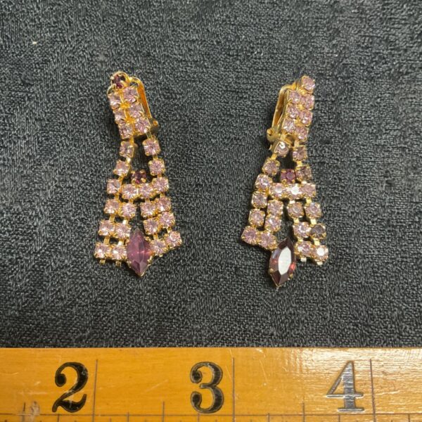 Vintage 1950s pink and red waterfall clip-on earrings.