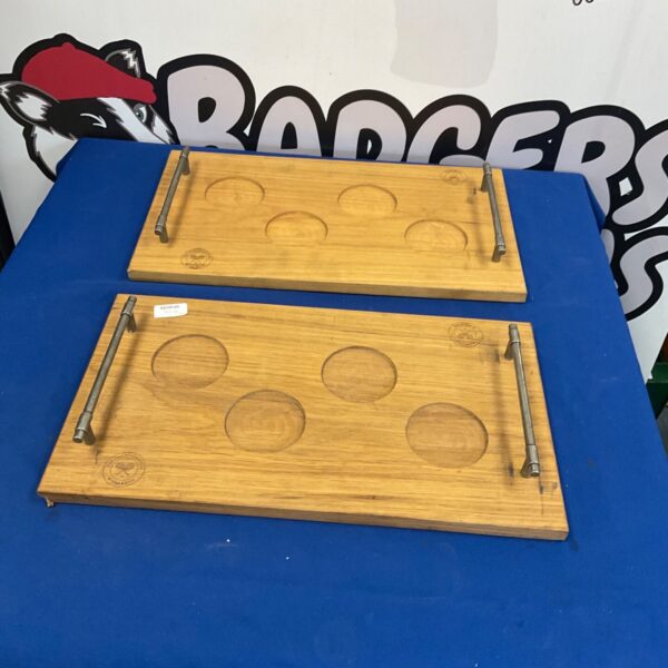 Vintage Wimbledon tennis serving trays with painted court design.