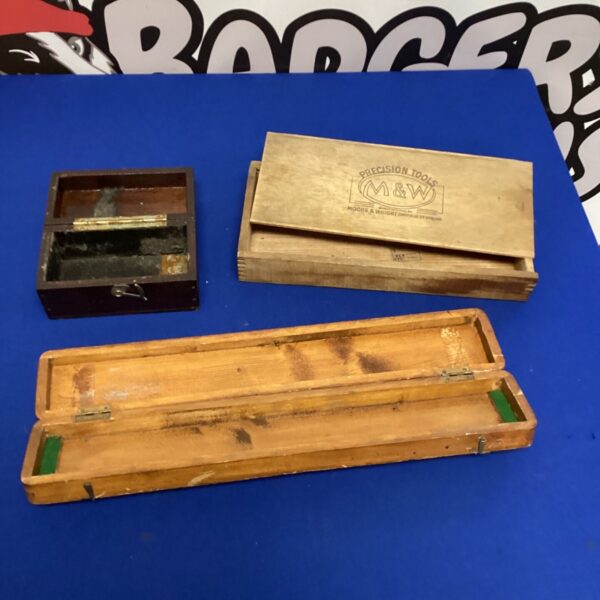 Vintage wooden boxes lot, antique storage containers, collectible items.