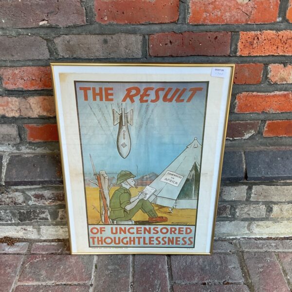 Vintage wartime propaganda poster depicting the result of uncensored thoughtlessness.