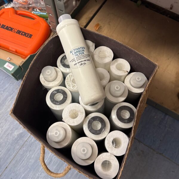 Quantity of white water filter cartridges for filtration systems.