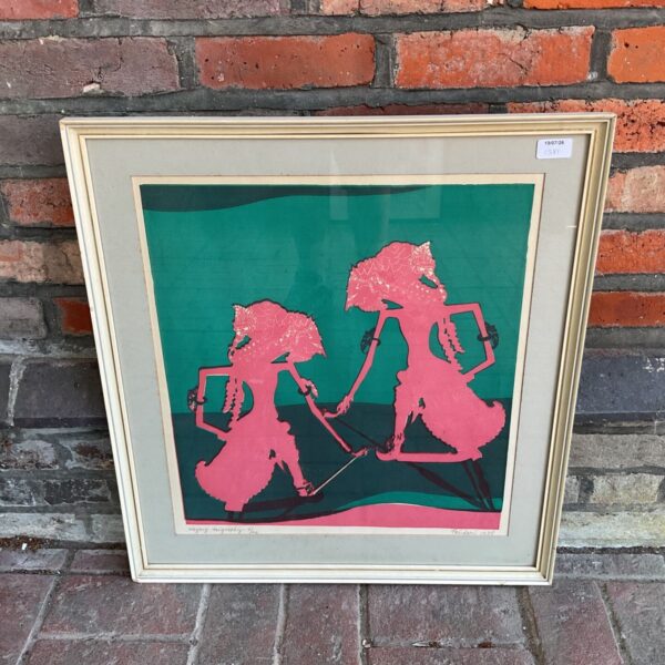 Signed limited edition Wayang Kulit seriograph print, Indonesian art.