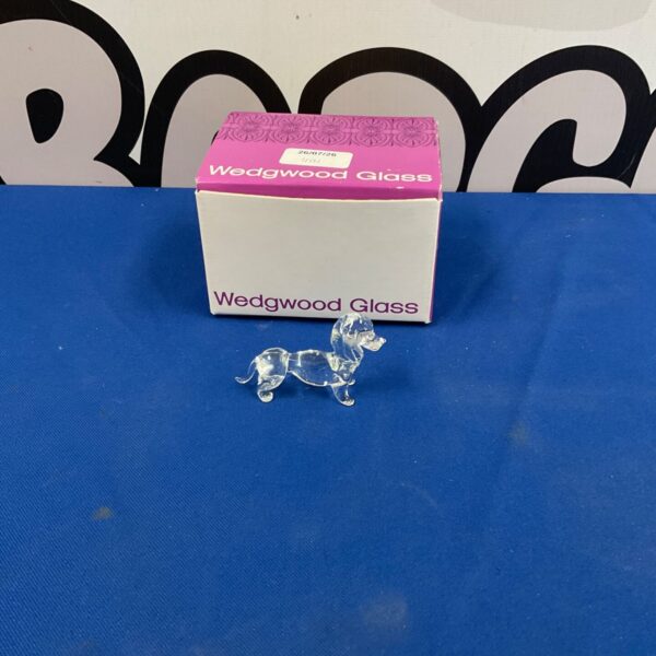 Vintage Wedgwood glass dog figurine with box.