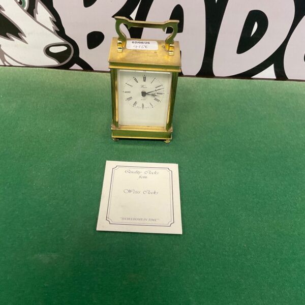 Antique Weiss brass carriage clock, model 208/6, with enamel dial.